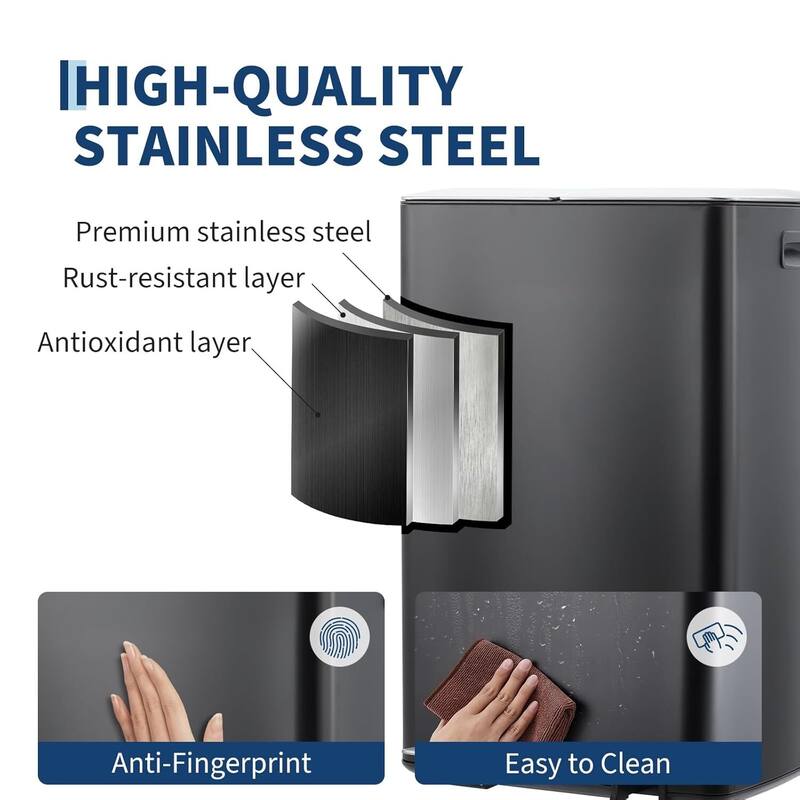 16-Gallon Soft-Close Lids Dual Compartment Trash Can Recycling Bin for Kitchen