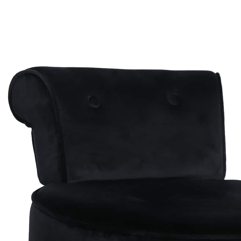 VEIKOUS Makeup Vanity Stool Chair with Low Back and Wood Legs-17.3" x 15.7" x 25.1"