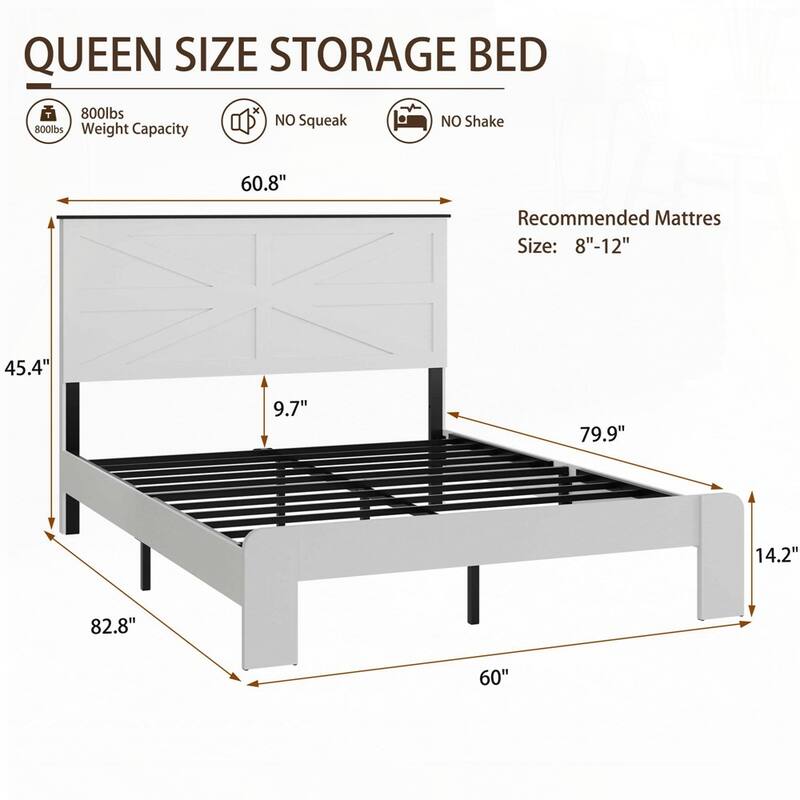 Noise Free Wood Platform Bed Frame No Box Spring Needed and Easy Assembly Too