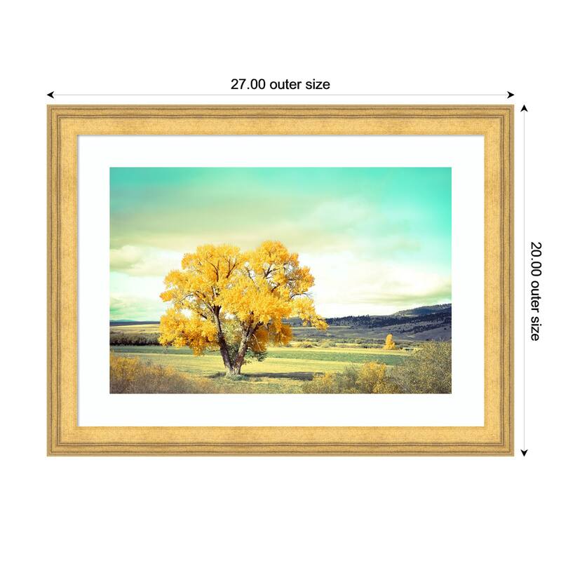 First Tree To Turn by Annie Bailey Art Wood Framed Wall Art Print - Owen Gold - 27 x 20 in
