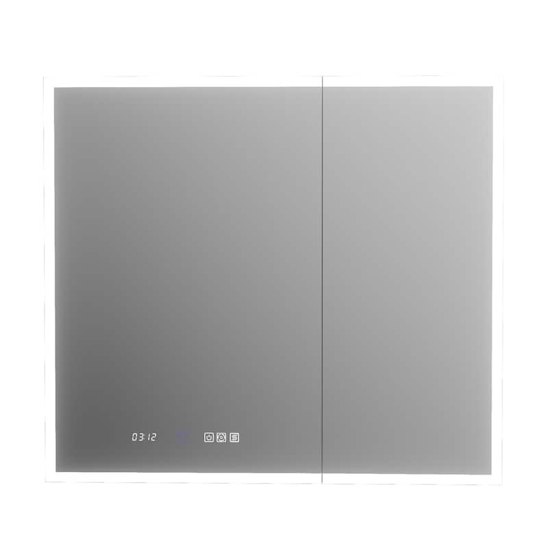 Modland 30"-48"W x 32"H Medicine Cabinet LED Mirrored Wall Mounted Bathroom Mirror with Storage - 36x32
