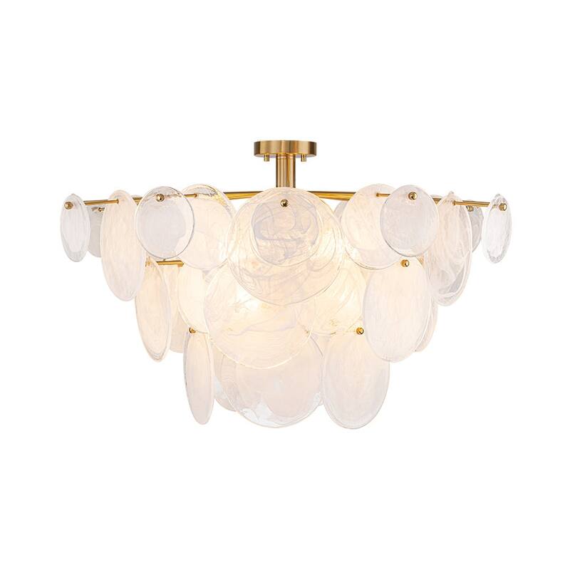 Contemporary Glam Tiered Cloud Glass Discs Semi-flush Mount