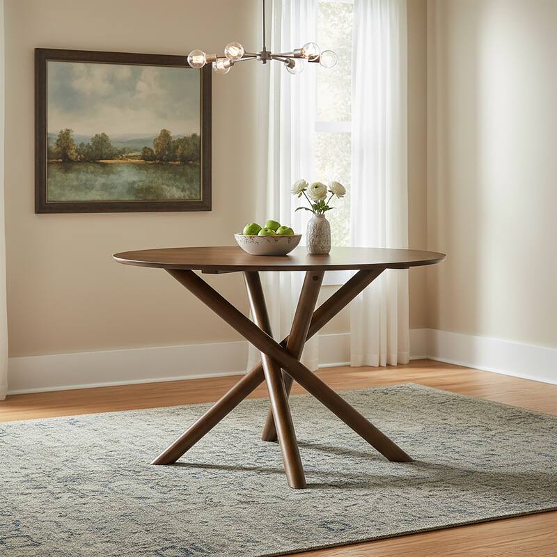 Roundhill Furniture Arnott 5-Piece Round Dining Set, Walnut Finish