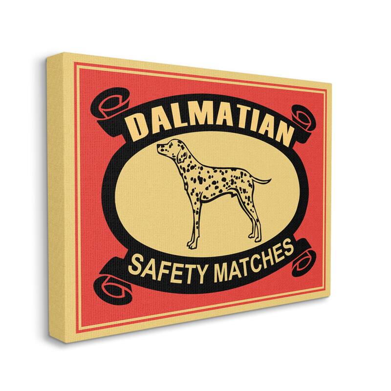 Stupell Vintage Dalmatian Safety Matches Illustration Red Yellow Canvas Wall Art - 30 x 40