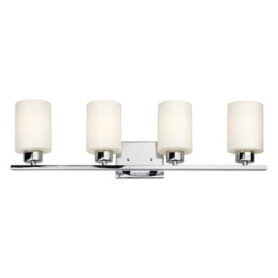 Forte Lighting 4 Light 28" Wide Bathroom Vanity Light with Satin Opal