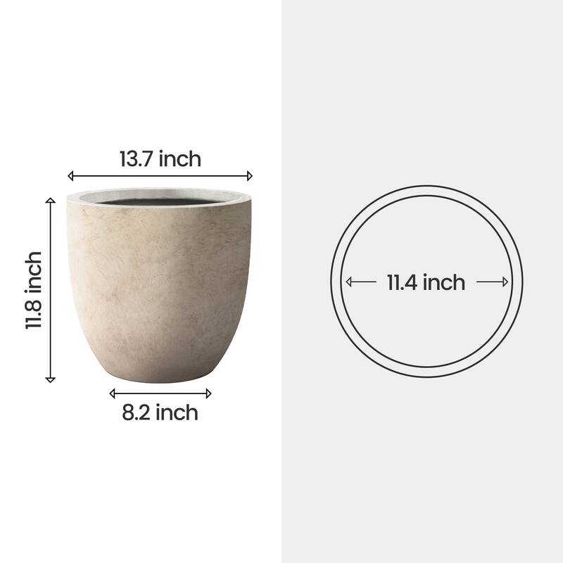 Plantara 14"D Round Concrete planter with Drainage Hole, Outdoor Flower pot, Modern Planter pot for Garden