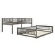 preview thumbnail 18 of 24, Full XL over Queen Bunk Bed with Ladder and Guardrails Convertible Wooden Bunk Bed Frame for Kids Teens, No Box Spring Needed