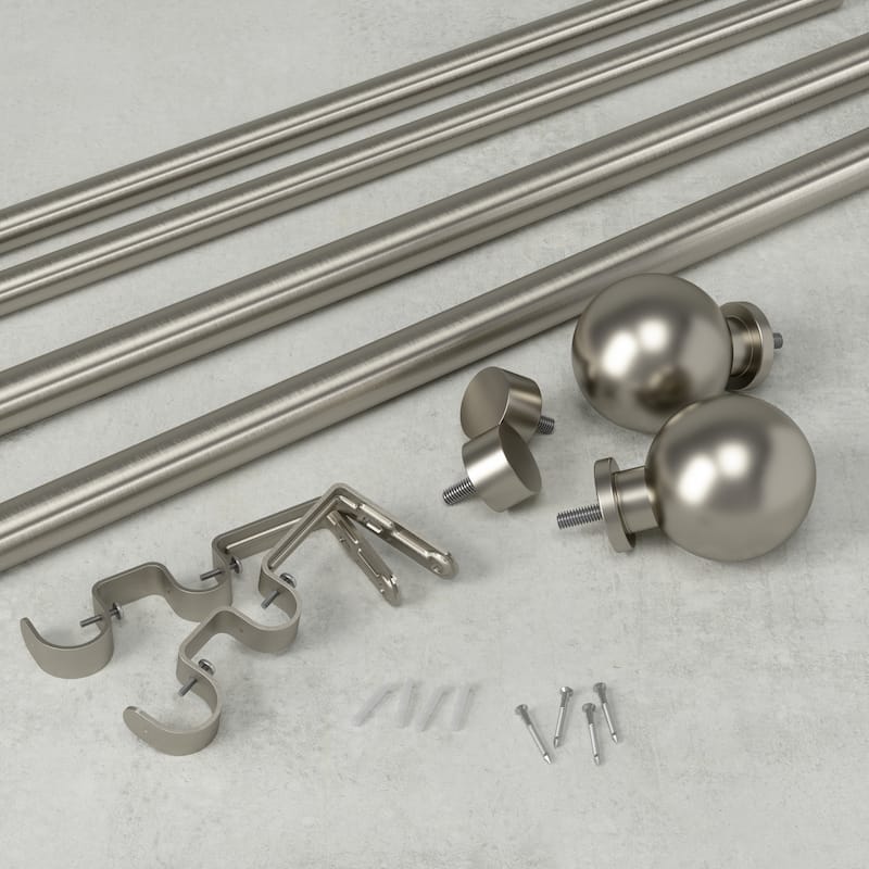 Adjustable Curtain Rod Double Rod Set 36-72 Inch Nickel Finish - M