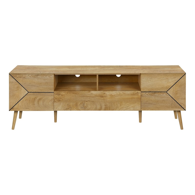 Tv Stand, 72 Inch, Console, Media Entertainment Center, Storage Drawer, Walnut Laminate, Mid Century, Modern - Walnut