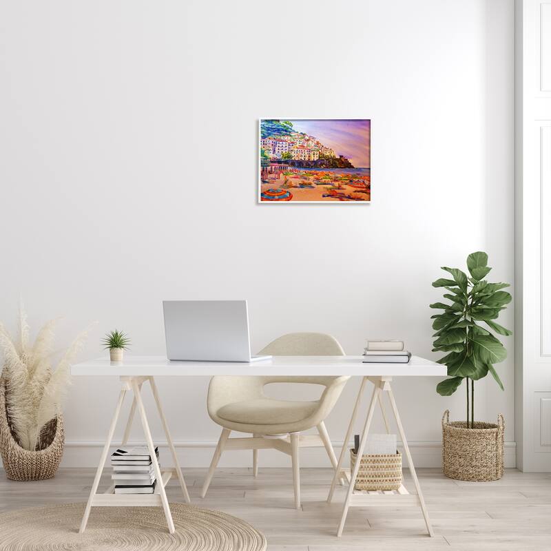 Stupell Summer Beach Landscape Framed Giclee Art Design by MB Cunningham