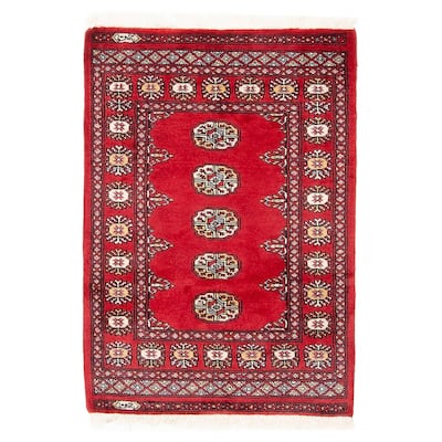 ECARPETGALLERY Hand-knotted Finest Peshawar Bokhara Red Wool Rug - 2'7 x 3'9