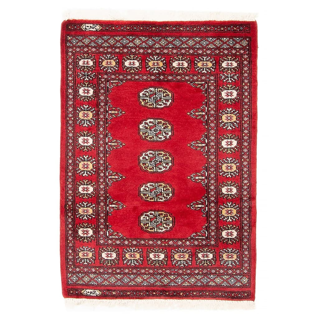 ECARPETGALLERY Hand-knotted Finest Peshawar Bokhara Red Wool Rug - 2'7 x 3'9