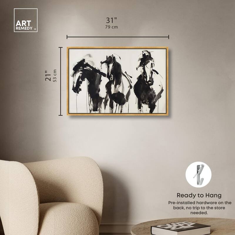 Horses in Ink Canvas by Art Remedy