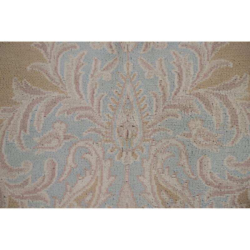 Hand Knotted Oriental 100% Wool Carpet Traditional Floral Yellow & Gold Kerman Area Rug - 12' 8'' X 9' 7''