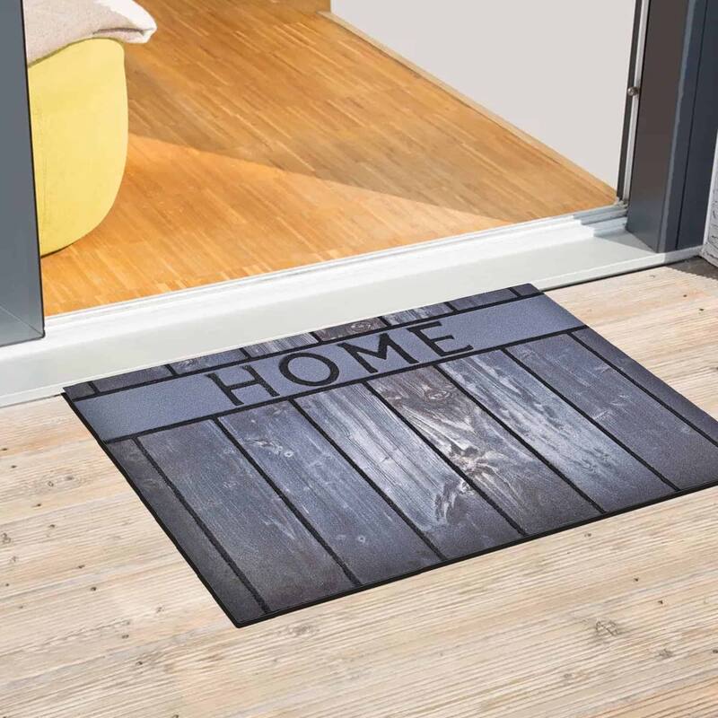 Outdoor Front Door Mat 30x18 Inch Rubber Rug with 'Home' Design