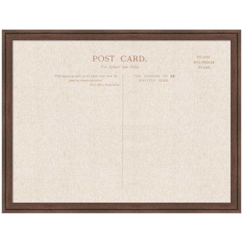 Kate and Laurel Framed Fabric Pinboard Linen Vintage Post Card Wall Organization - 26 x 20 - Brown