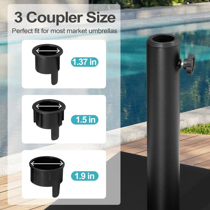 Set of 9 Outdoor Patio Dining Set WoodLike Aluminum Umbrella Hole Table with Stackable Armchairs, Double Top Market Umbrella Set