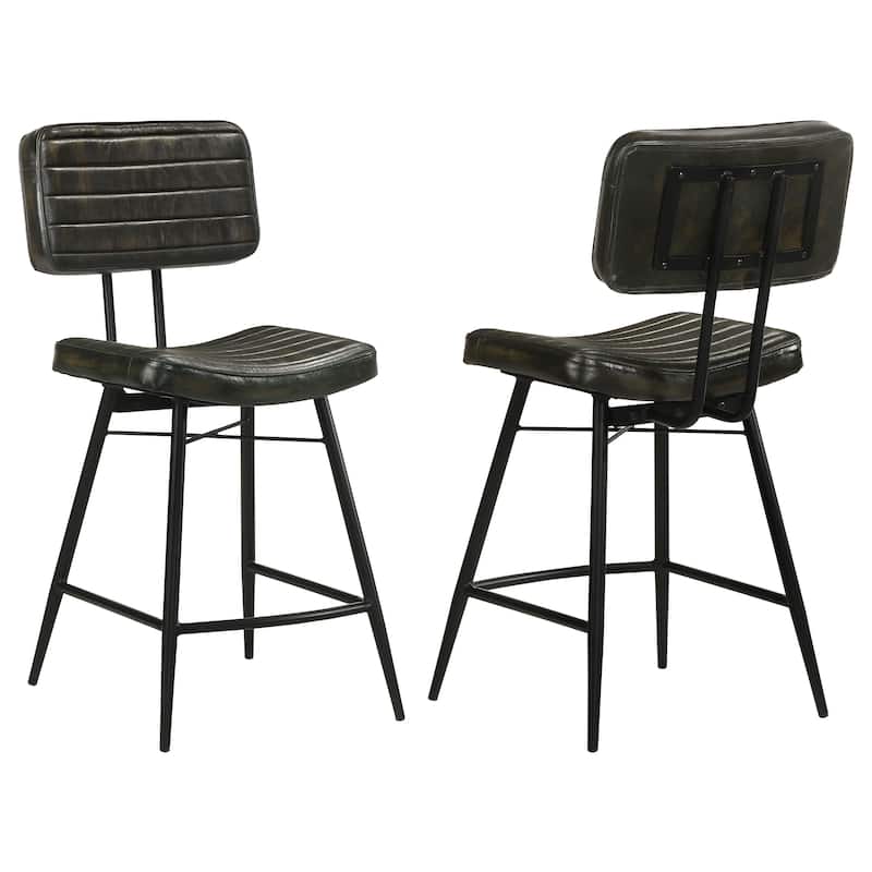 Partridge Leather Upholstered Counter Height Stools (Set of 2) - Antique Espresso