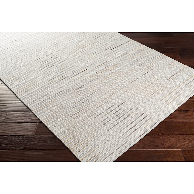 Coreen Handmade Modern Striped Hair on Hide Area Rug