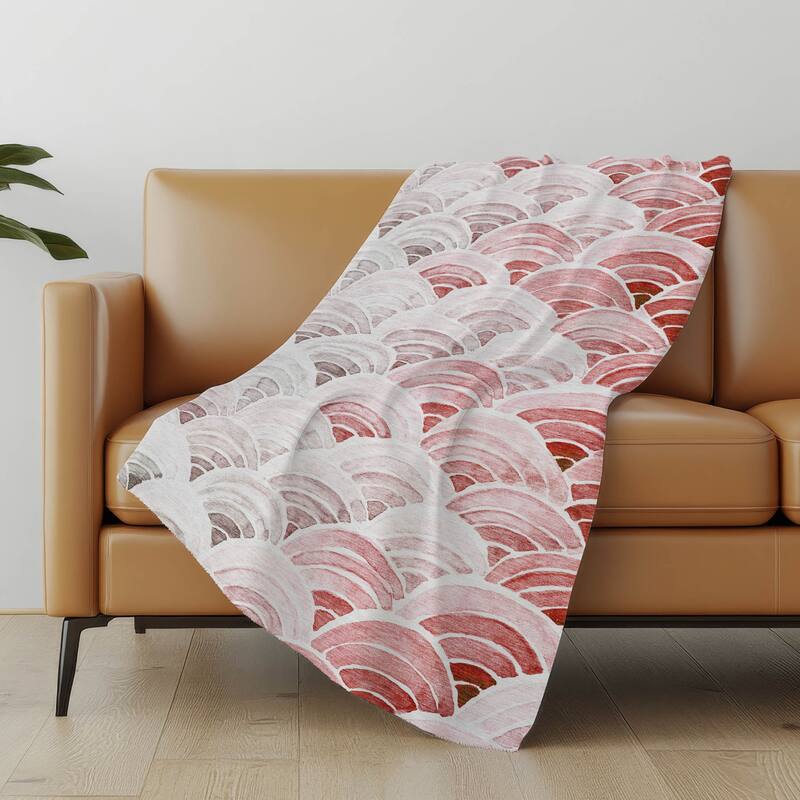 Premium Machine Washable ASB184 Contemporary Ombre Sherpa Throw Blanket - Red - 4'2" x 5'10"