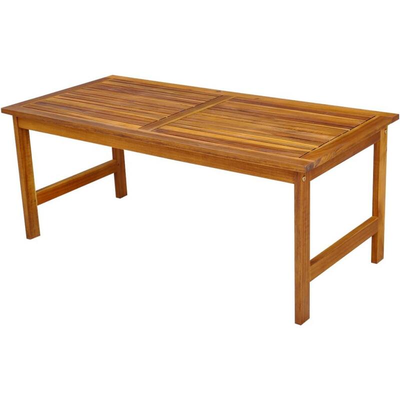 Roma 4pc Modular Outdoor Sofa and Table Set, Brown Acacia Wood, White