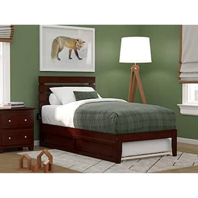 Twin Bed with Trundle & USB Charger - Art Deco Style, Durable Wood Frame, Modern Bedroom Furniture