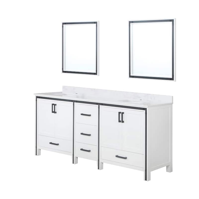 Ziva Bath Vanity, White Quartz Top and Mirrors
