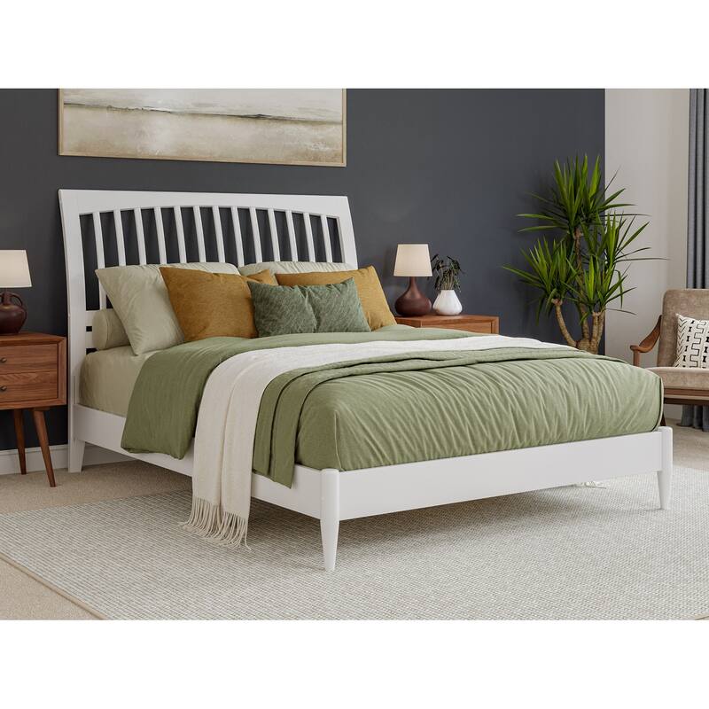 Orleans Solid Wood Low Profile Sleigh Platform Bed - White - Queen