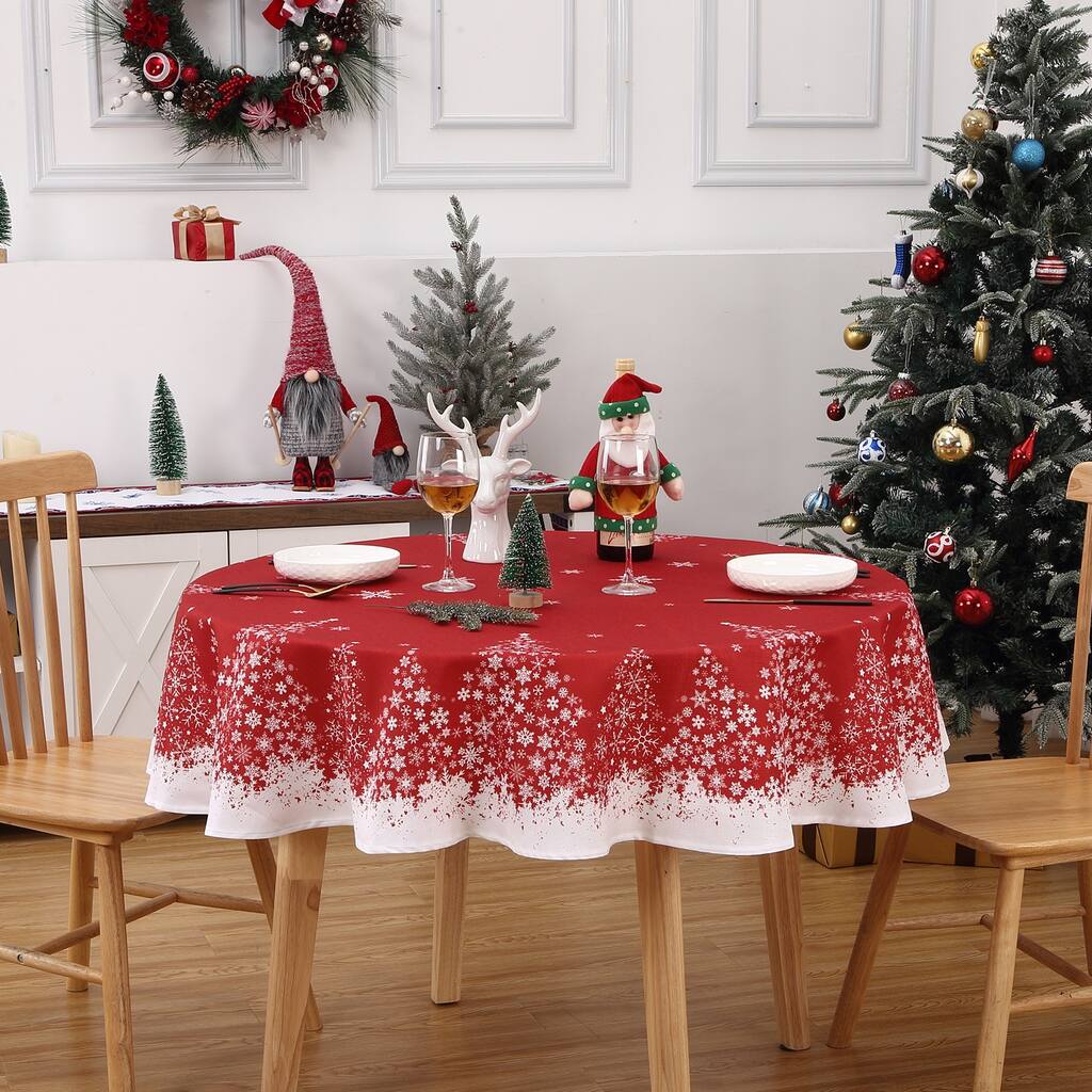 Washable Round Waterproof Christmas Table Cloth, Red