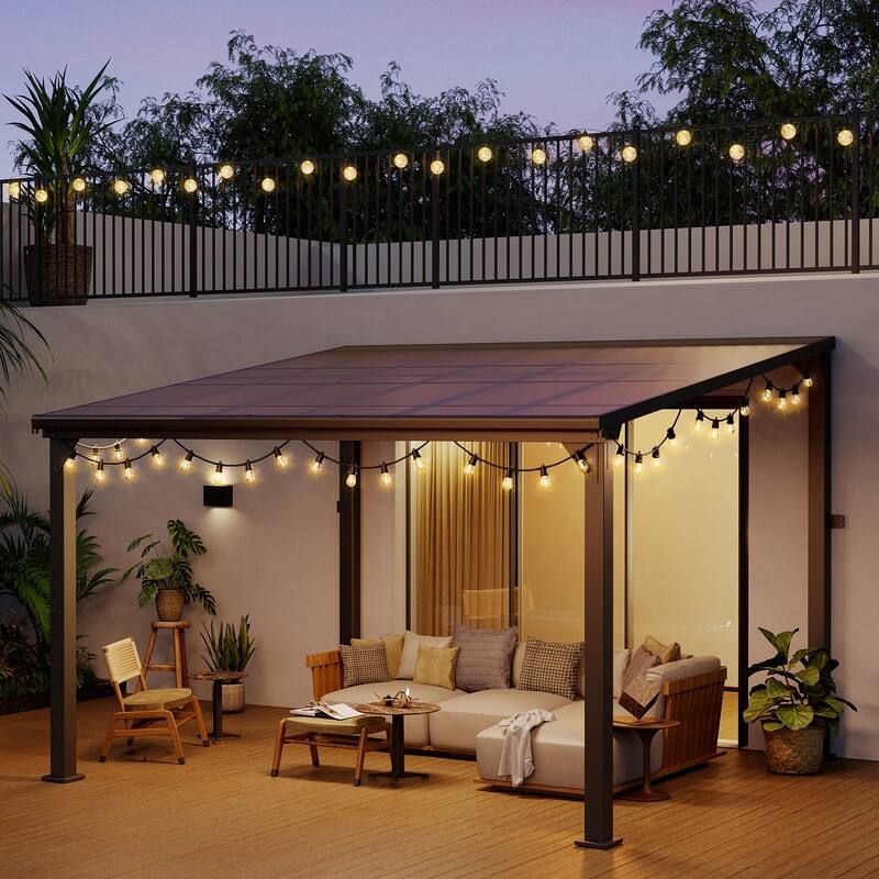 Hardtop Outdoor Gazebo Pergola Aluminum Framed with Sloping Pitched Roof for Garden, Patio, Backyard