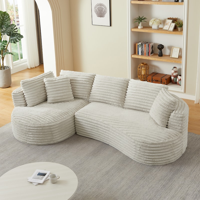 Modern Curved L-Shape Luxury Sectional Oversized Sofa: Minimalist Design,Comfy Sleeper Couch,No Assembly Required