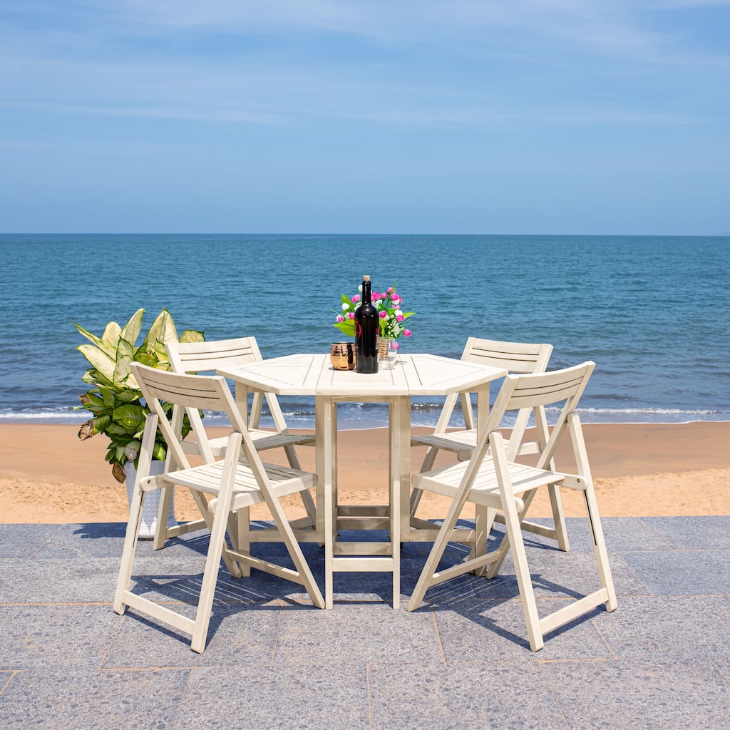 SAFAVIEH Kateryna Acacia Wood 5 Piece Outdoor Dining Table Set - 41Wx41Dx30H