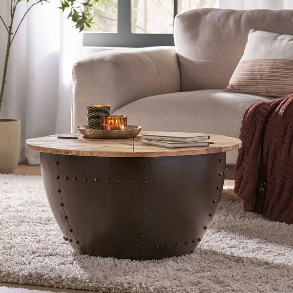 slide 2 of 10, Algonac Modern Industrial Handcrafted Mango Wood Coffee Table by Christopher Knight Home