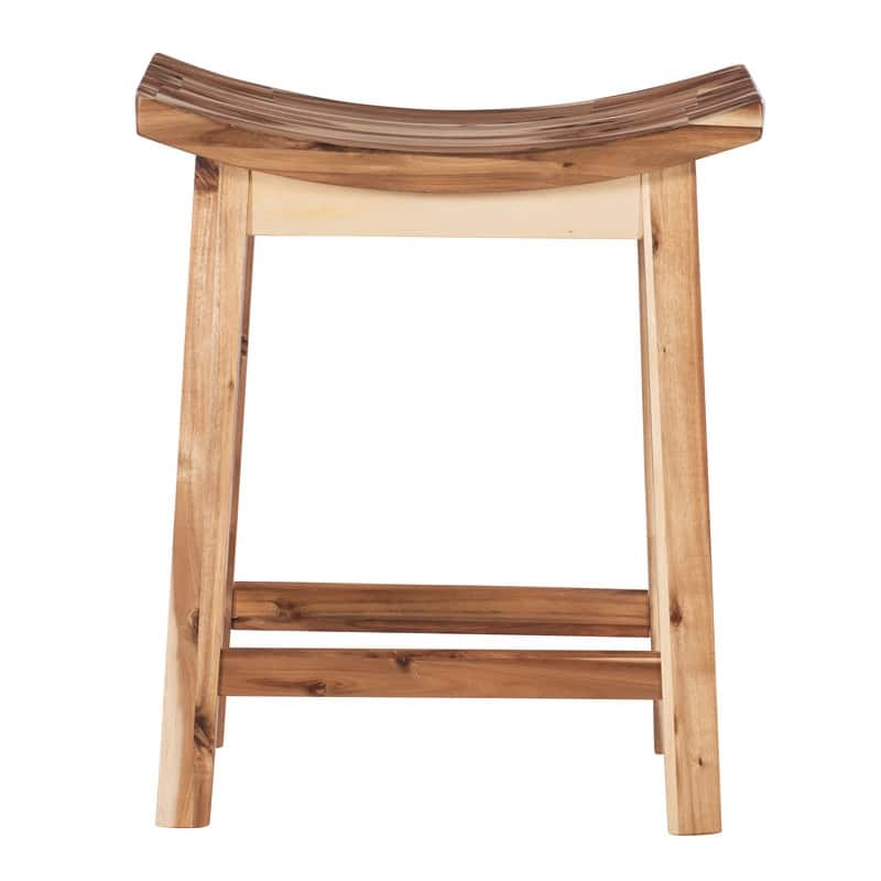 Dale Natural Solid Wood Rustic Farmhouse Saddle Bar Counter Stool - N/A