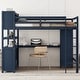preview thumbnail 3 of 11, Full Size Loft with Wardrobe and Desk for Kids,Wood Loft Bed with Cabinet and Bookshelf,