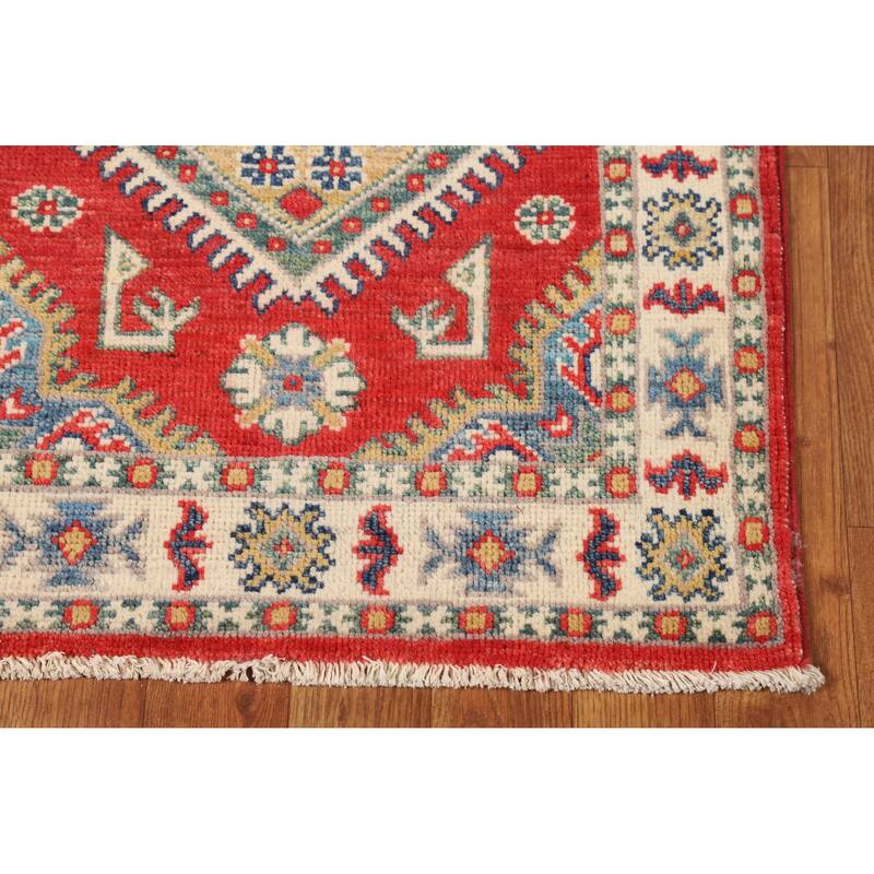 Hand Knotted Oriental 100% Wool Carpet Traditional Medallion Red Kazak Area Rug - 3' 0'' X 2' 0''