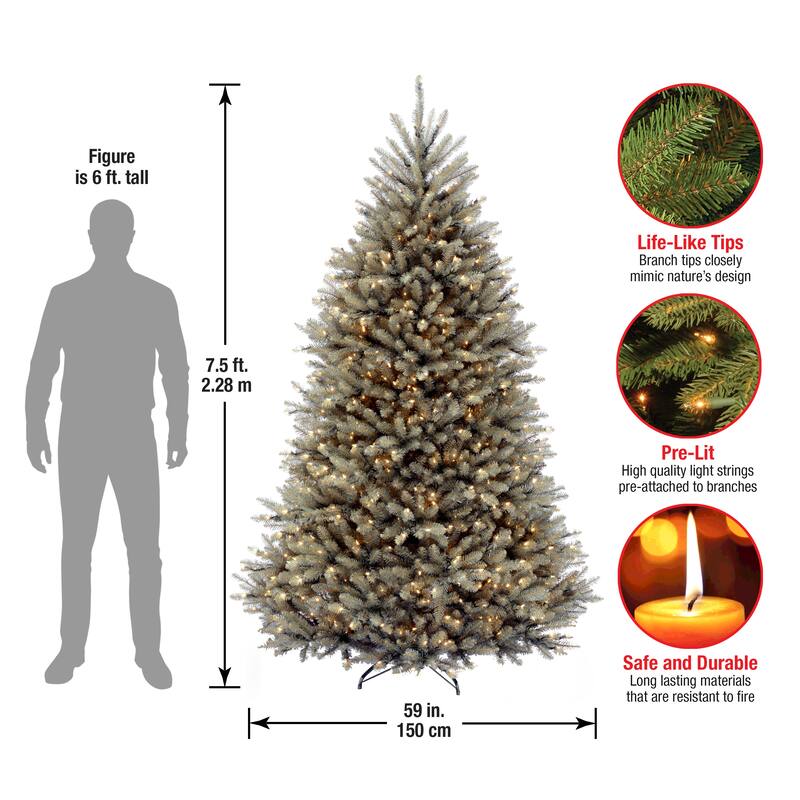 National Tree Company 7.5 ft. Dunhill Blue Fir Tree with Clear Lights - 7.5 Foot
