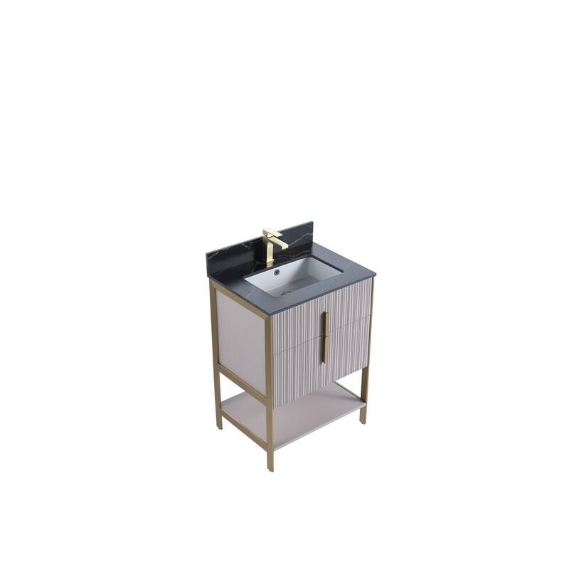 Fine Fixtures Serenity Modern Bathroom Vanity with Black Sintered Stone Top