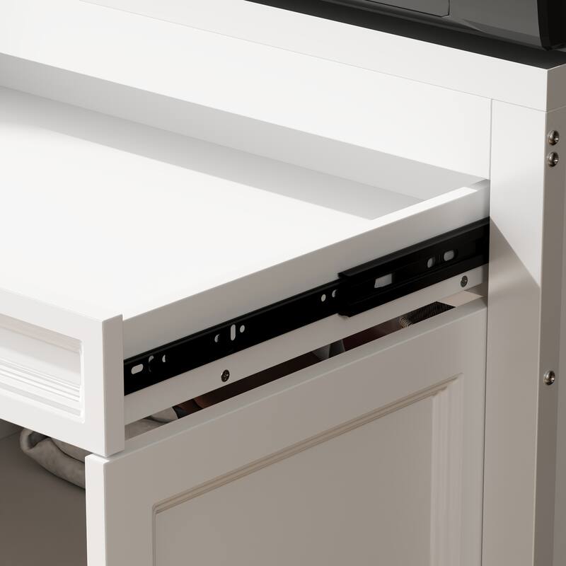 Versatile White Washer Cabinet & Bathroom Cabinet：Spacious Countertop and Storage