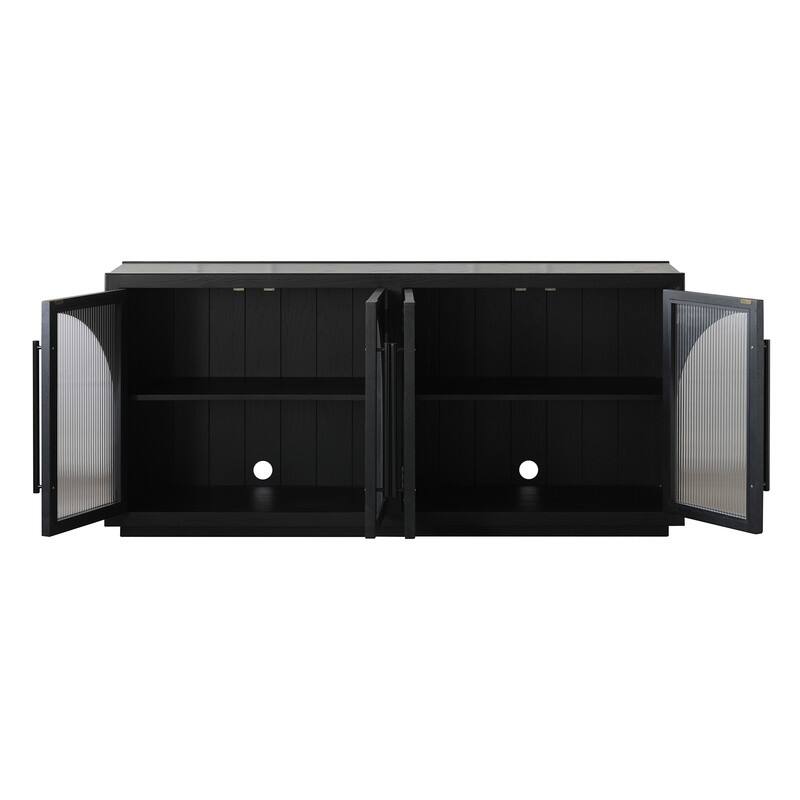 Spruce & Spring Modern American Black Oak Sideboard, Stylish Storage Buffet Cabinet for Dining & Living Room