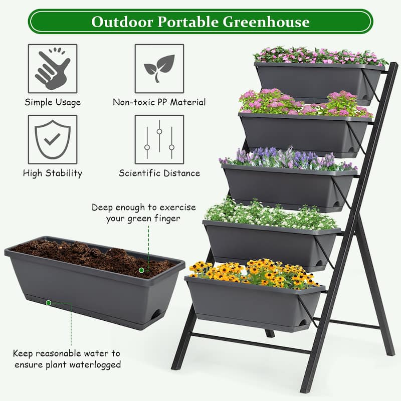 Costway Set of 2 4 FT Vertical Raised Garden Bed 5-Tier Planter Box - See Details