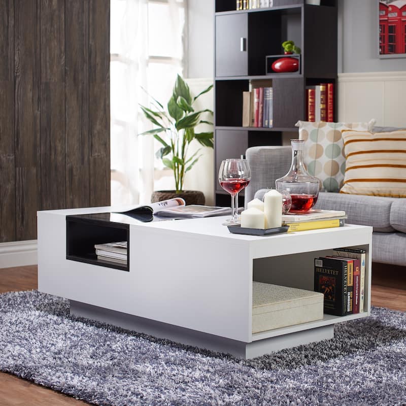 Zace Contemporary White 47-inch 3-Shelf Coffee Table by Furniture of America - White