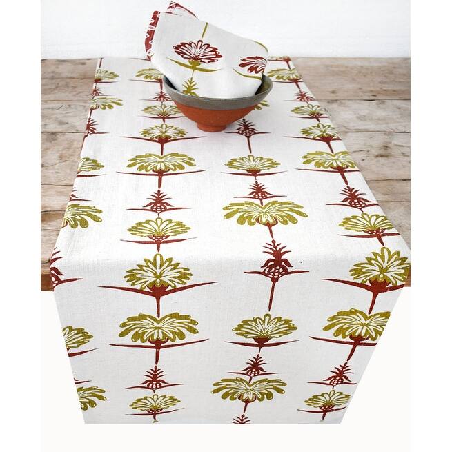 French Home Tropical Garden Table Runner - Crimson and Chartreuse