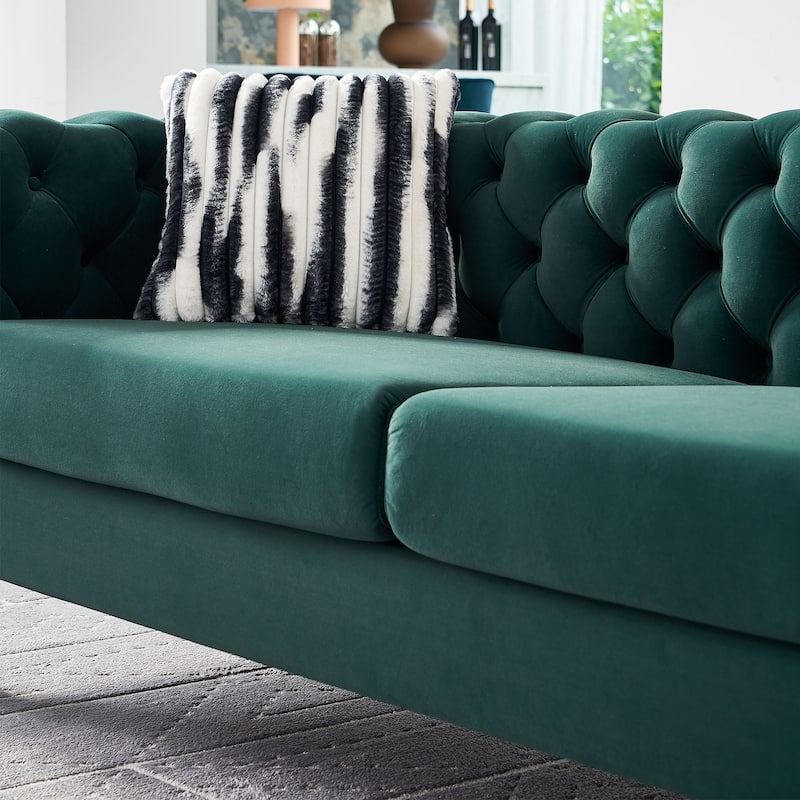 Chesterfield Modern Tufted Velvet Living Room Sofa, 84.25''W Couch,Mint Green