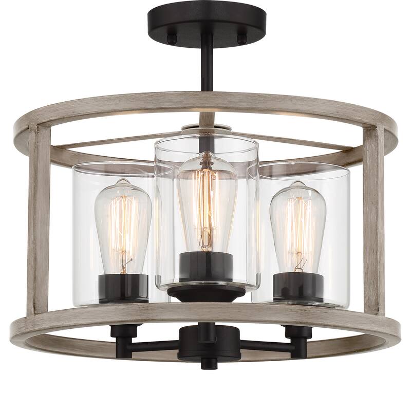 Allegray 3-light Modern Farmhouse Drum Semi-Flush Mount Lights with UL Certified