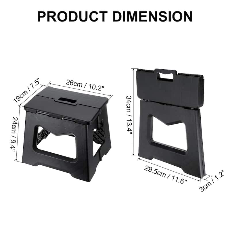9" Folding Step Stool for Adults 220 lbs Capacity Black - 10.2 x 7.5 x 9.4inch - Black - 10.2 x 7.5 x 9.4inch