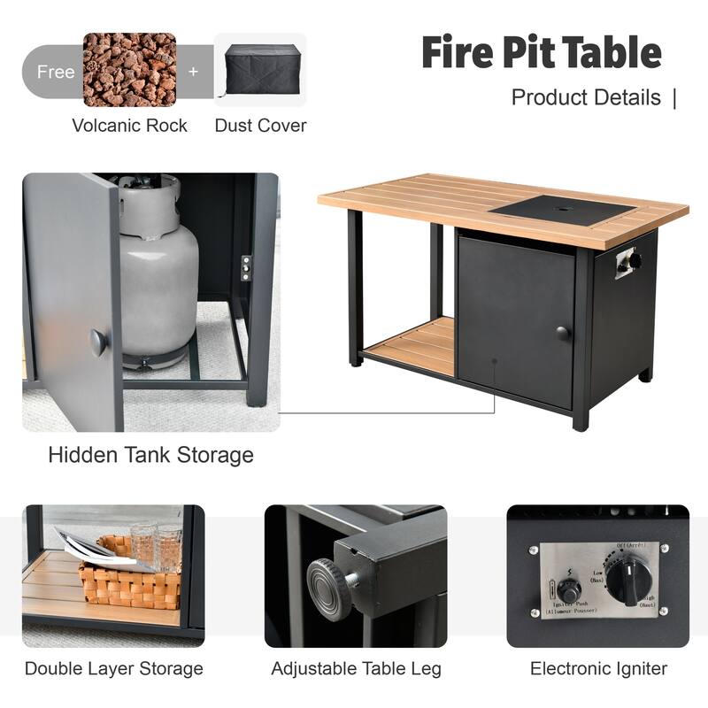 XIZZI 10-piece Outdoor Patio Furniture Conversation Set with Fire Pit