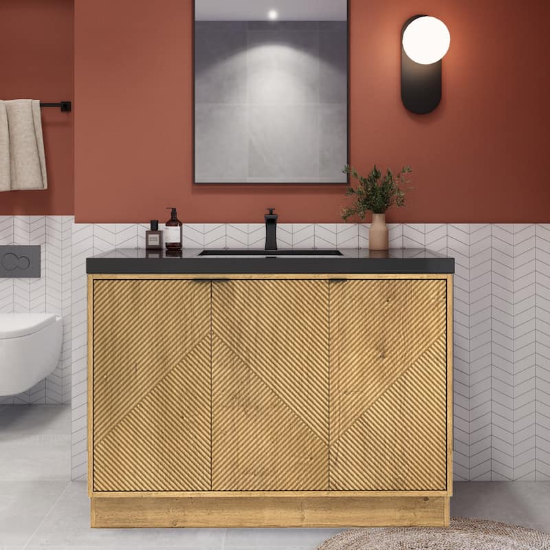 Milano 48" Freestanding Bathroom Vanity with Black Acrylic Sink