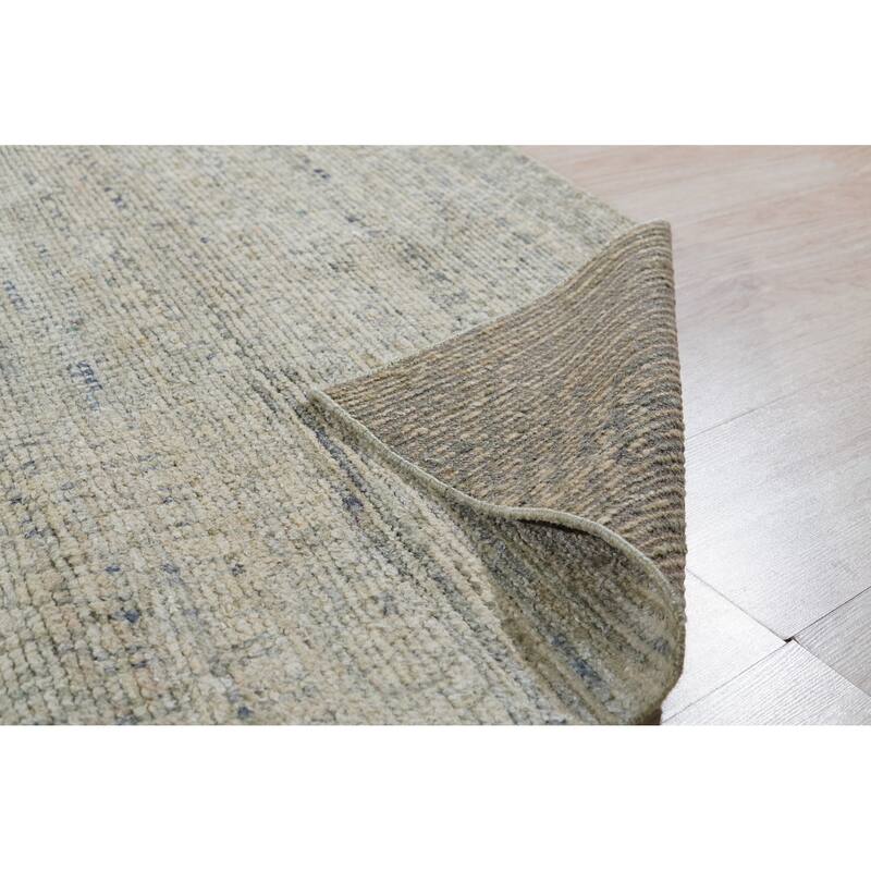 Hand-Knotted Natural Silk Green Mix Contemporary Grass Natural Silk Grass Design Rug