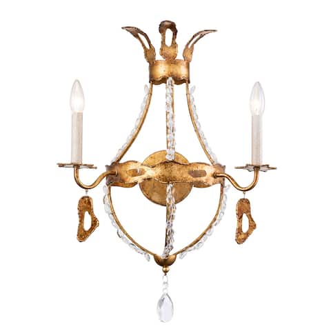 2 Light Wall Sconce Shabby chic Gold